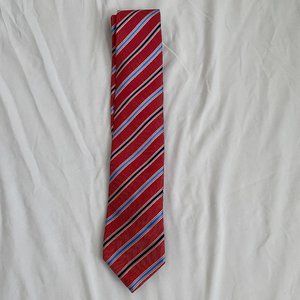 Eton Red/Salmon and Blue Diagonal Stripe Tie
